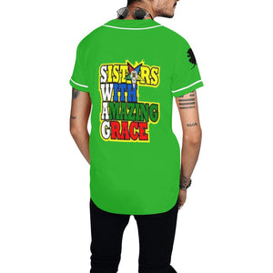 oes aur green All Over Print Baseball Jersey for Men (Model T50)