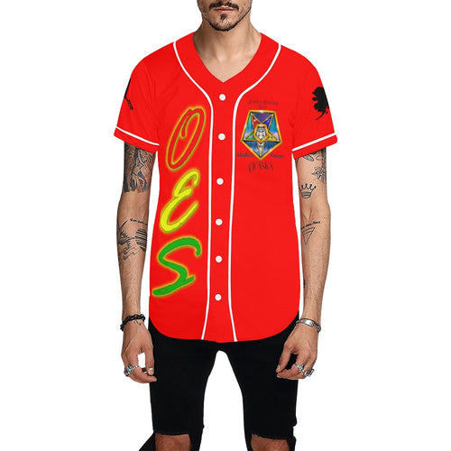 oes aur red All Over Print Baseball Jersey for Men (Model T50)