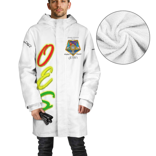 oes aur Men's Mid-Length Hooded Coat (Model H69)