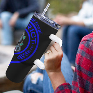 D2 blue 40oz Tumbler with White Handle