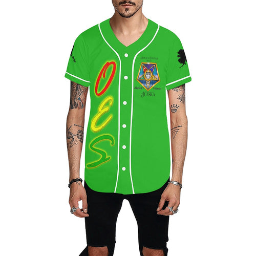 oes aur green All Over Print Baseball Jersey for Men (Model T50)