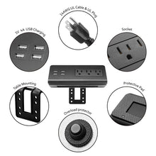 Load image into Gallery viewer, Two Desk edge mount power outlet with 4 USB ports