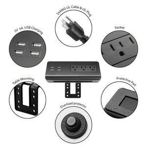 Two Desk edge mount power outlet with 4 USB ports