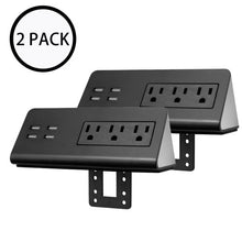 Load image into Gallery viewer, Two Desk edge mount power outlet with 4 USB ports