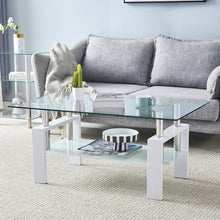 Load image into Gallery viewer, 110*60*45.5cm Double-Glazed Dining Table Stainless Steel Table Legs