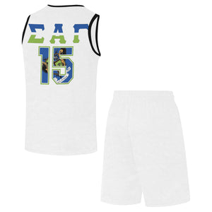 White SAG '15 All Over Print Basketball Uniform