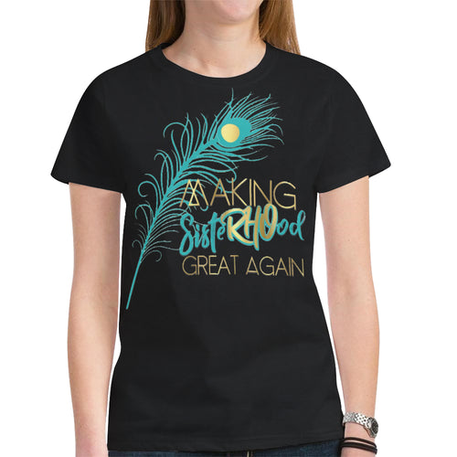 PYT black New All Over Print T-shirt for Women (Model T45)