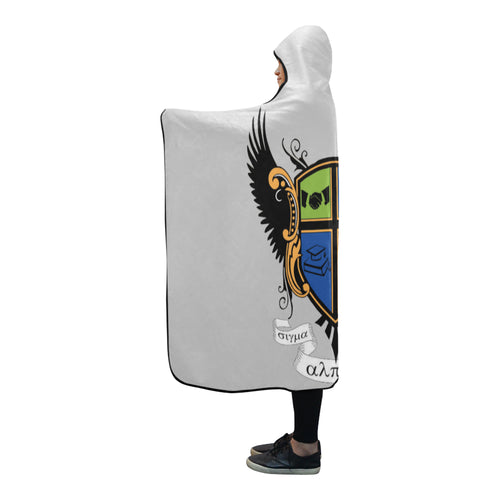 Grey hooded blanket w/crest Hooded Blanket 80''x56''