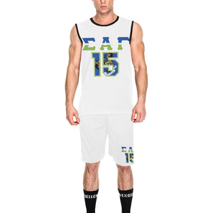 White SAG '15 All Over Print Basketball Uniform